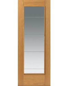 Internal Door Oak Medina with Clear Diamond Cut Glass Prefinished 
