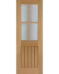 Internal Door Oak Mexicano 4 Light with Clear Bevelled Glass Untreated (Mendes)