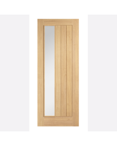 Belize Untreated Offset with Clear Glass and Raised mouldings Internal Oak Door 