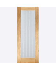 Internal Door Oak Mexicano Pattern 10 Clear with Frosted Lines Glass Prefinished