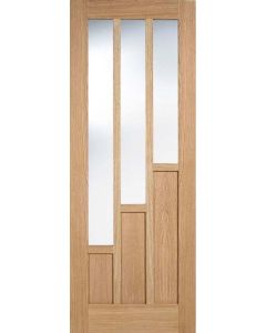Internal Door Oak Coventry with Clear Glass Prefinished 