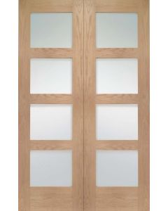 Internal Door Pair Oak Shaker With Clear Glass Untreated SPECIAL OFFER