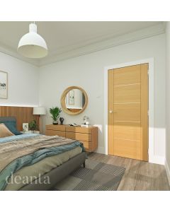 Internal Door Oak Valencia With Aluminium Inlays Prefinished Lifestyle