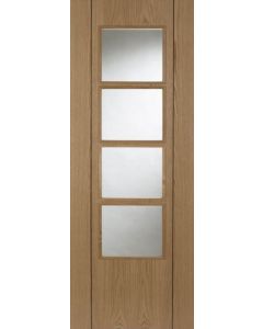 Internal Fire Door Oak Vision 4 Light With Walnut Inlay Prefinished