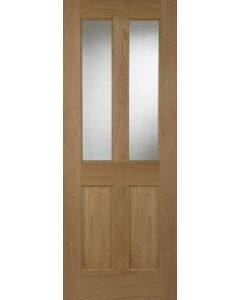 Internal Door Oak Oxford 2 Light Glazed Non Raised Mouldings Untreated 