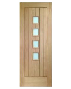 Internal Door Oak Contemporary Suffolk 4 Light with Obscure Glass Unfinished
