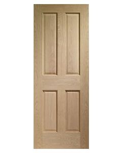 Internal Fire Door Oak Victorian 4 Panel with non raised mouldings Prefinished