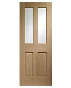 Internal Door Oak Malton with Clear Bevelled Glass and No Raised Mouldings Unfinished