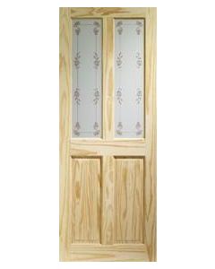 XL Internal Door Knotty Pine Victorian with Bluebell Glass