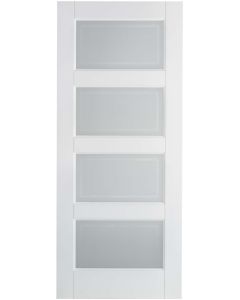 Internal Door Contemporary 4L Glazed Solid White Primed     