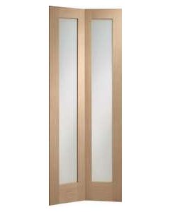 Internal Oak Door Pattern 10 Bi fold with clear glass