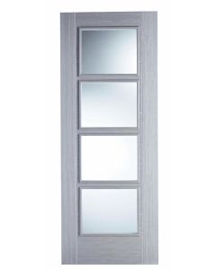 Internal Door Light Grey Stain Vancouver Flush with Clear Glass