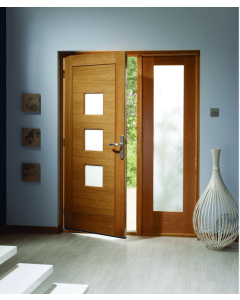 External Door Oak Turin with Obscure Glass, Pattern 10 Sidelight and Sidelight Frame Kit