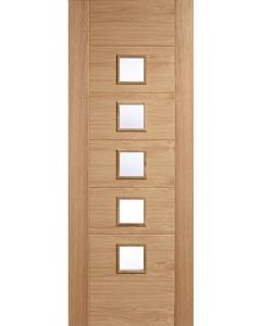 Internal Door Oak Carini 5 Light with Clear Glass Unfinished LPD