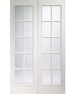 Internal Door Prefinished White Moulded Portobello Pair With Clear Glass 