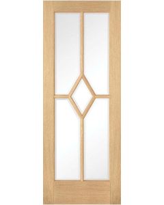 Internal Door Oak Reims 5 Panel Clear Bevelled Glass Prefinished 