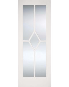 Internal Door White Primed Reim Diamond with Clear Bevelled Glass 