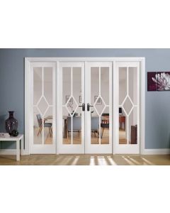 Internal Room Divider W8 White Primed Reim Diamond with Clear Bevelled Glass