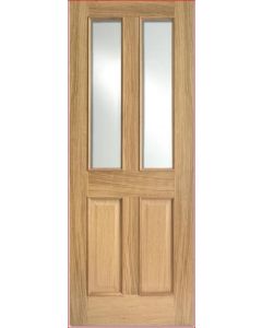 Internal Door Oak Richmond with Clear Bevelled Glass with Raised Mouldings Untreated