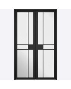 Internal Room Divider Premium Primed Black W4 Greenwich with Clear Glass 