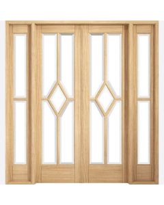 Internal Room Divider W6 Oak Prefinished Reim Diamond with Clear Bevelled Glass 