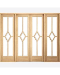 Internal Room Divider W8 Oak Prefinished Reim Diamond with Clear Bevelled Glass 