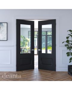 Sandringham Prefinished Clear Bevelled Glass Black Internal Door Lifestyle Image Deanta