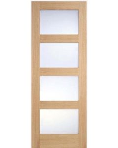 Internal Door Oak Contemporary Shaker 4 Light With Frosted Glass Prefinished LPD