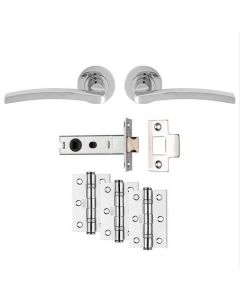 Tavira Polished Chrome Handle Pack Includes Pair Handles 3 Hinges and Tubular Latch