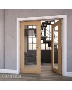 Walden Untreated clear Glass Oak Internal Door Lifestyle image by Deanta