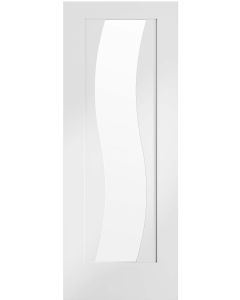 Internal Door White Florence Semi Solid Core with Clear Glass Prefinished 