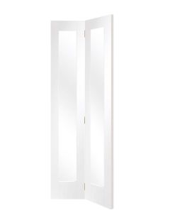 Internal Bi Fold Door White Primed Pattern 10 with Clear Glass