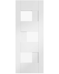 Internal Door White Perugia Semi Solid Core with Clear Glass Prefinished