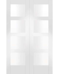 Internal White Primed Shaker Door Pair With Clear Glass
