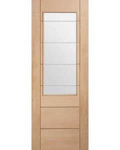 Internal Door Oak Palermo 2XG with Clear Etched Glass Untreated - WHILST STOCKS LAST