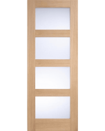 Internal Door Oak Contemporary shaker 4 Light with Frosted Glass Untreated LPD - 18mm Solid Oak Lippings