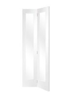 Internal Bi Fold Door White Primed Pattern 10 with Clear Glass